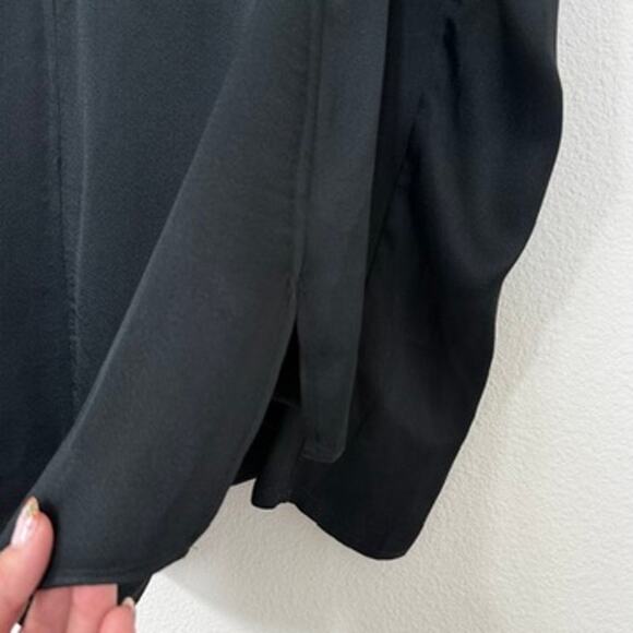 JONATHAN SIMKHAI Gold Chain Neck Black Long Sleeve Blouse Size L Luxury Glam - Picture 8 of 9